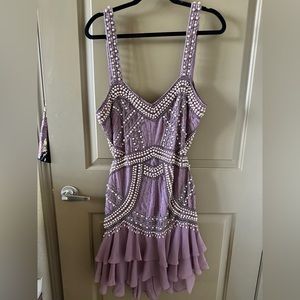 Purple pearl beaded dress